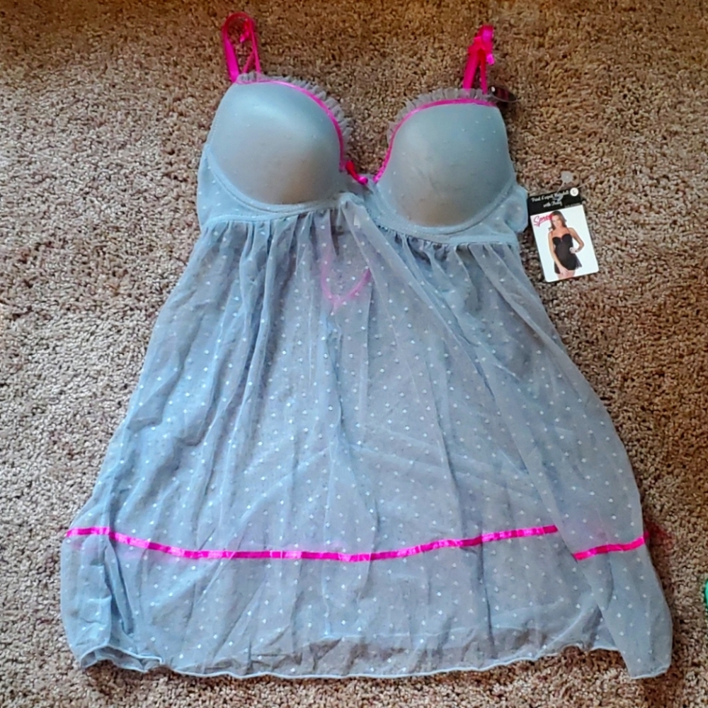 NWT, Grey babydoll & thong lingerie L